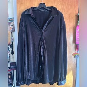 AKIRA LARGE ribbed button down shirt